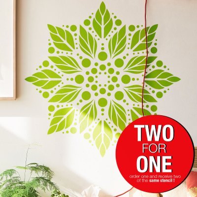 LEAF MANDALA / Reusable Allover Large Wall Stencils for Painting