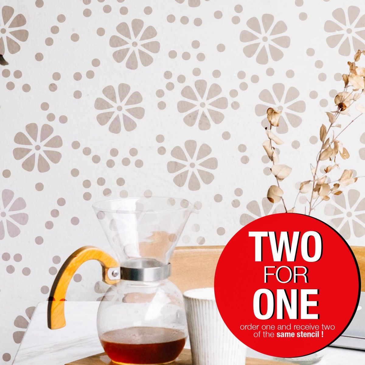 FLOWERS / Reusable Allover Large Wall Stencils for Painting