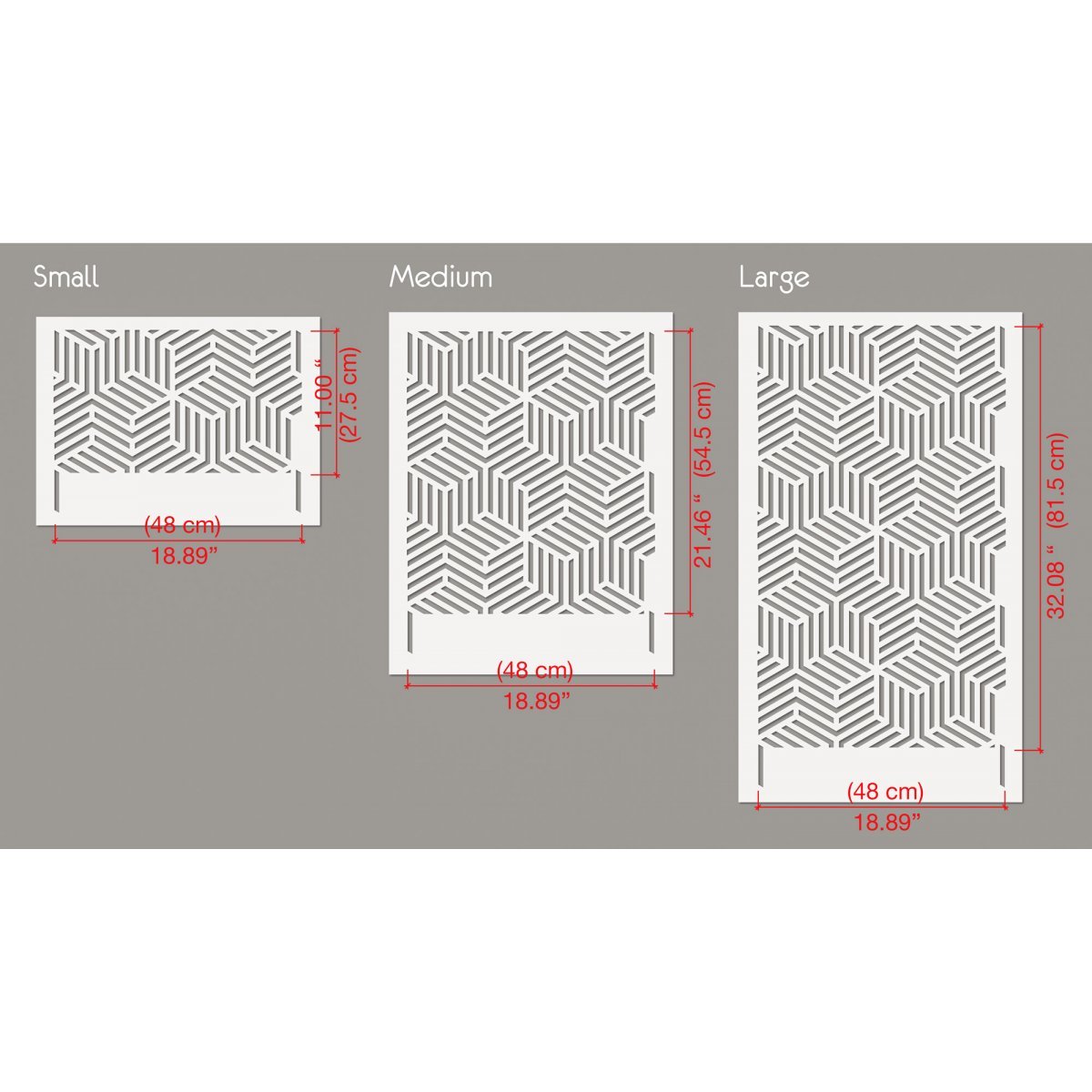 LINEAR HEXAGON / Reusable Allover Large Wall Stencils for Painting