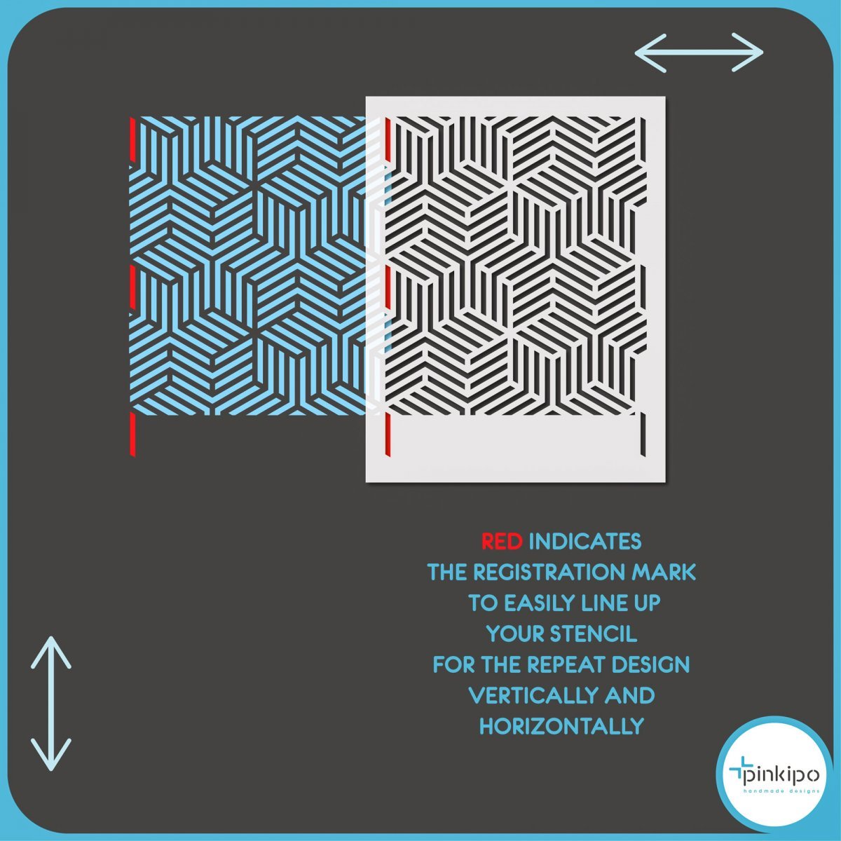 LINEAR HEXAGON / Reusable Allover Large Wall Stencils for Painting