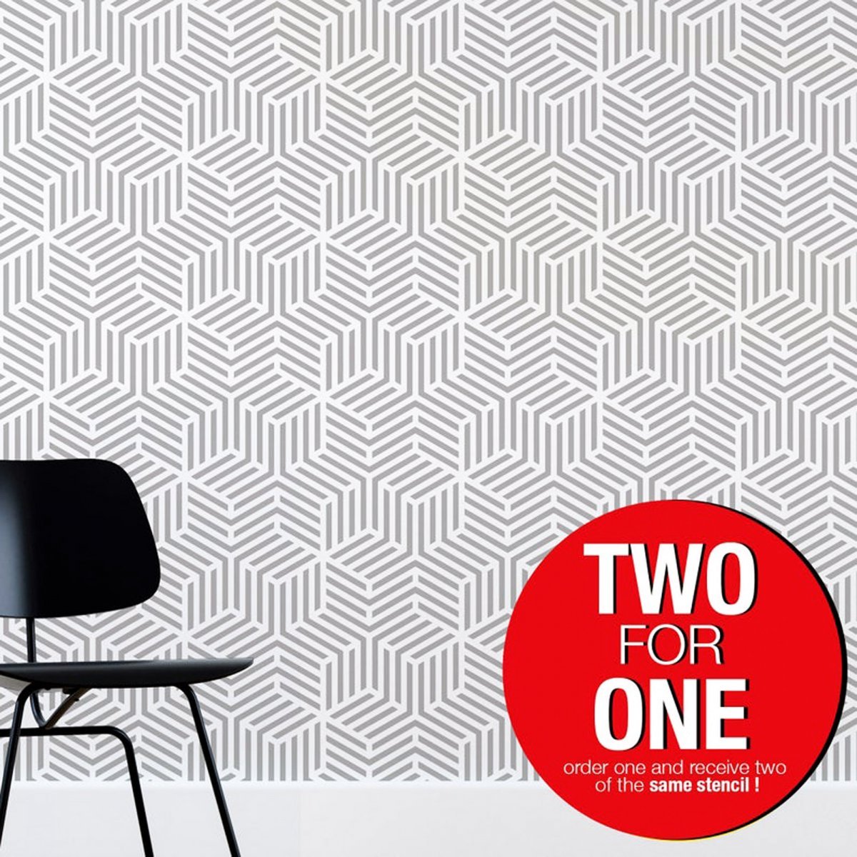 LINEAR HEXAGON / Reusable Allover Large Wall Stencils for Painting
