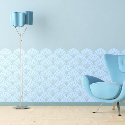 FLOWER FAN / Reusable Allover Large Wall Stencils for Painting FLOWER FAN / Reusable Allover Large Wall Stencils for Painting