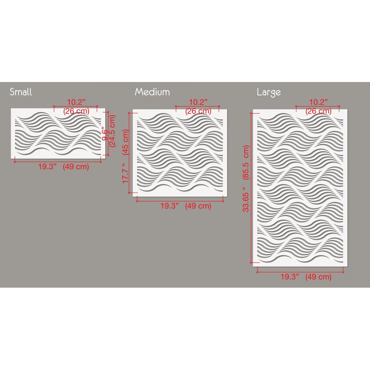WAVY SEA  / Reusable Allover Large Wall Stencils for Painting