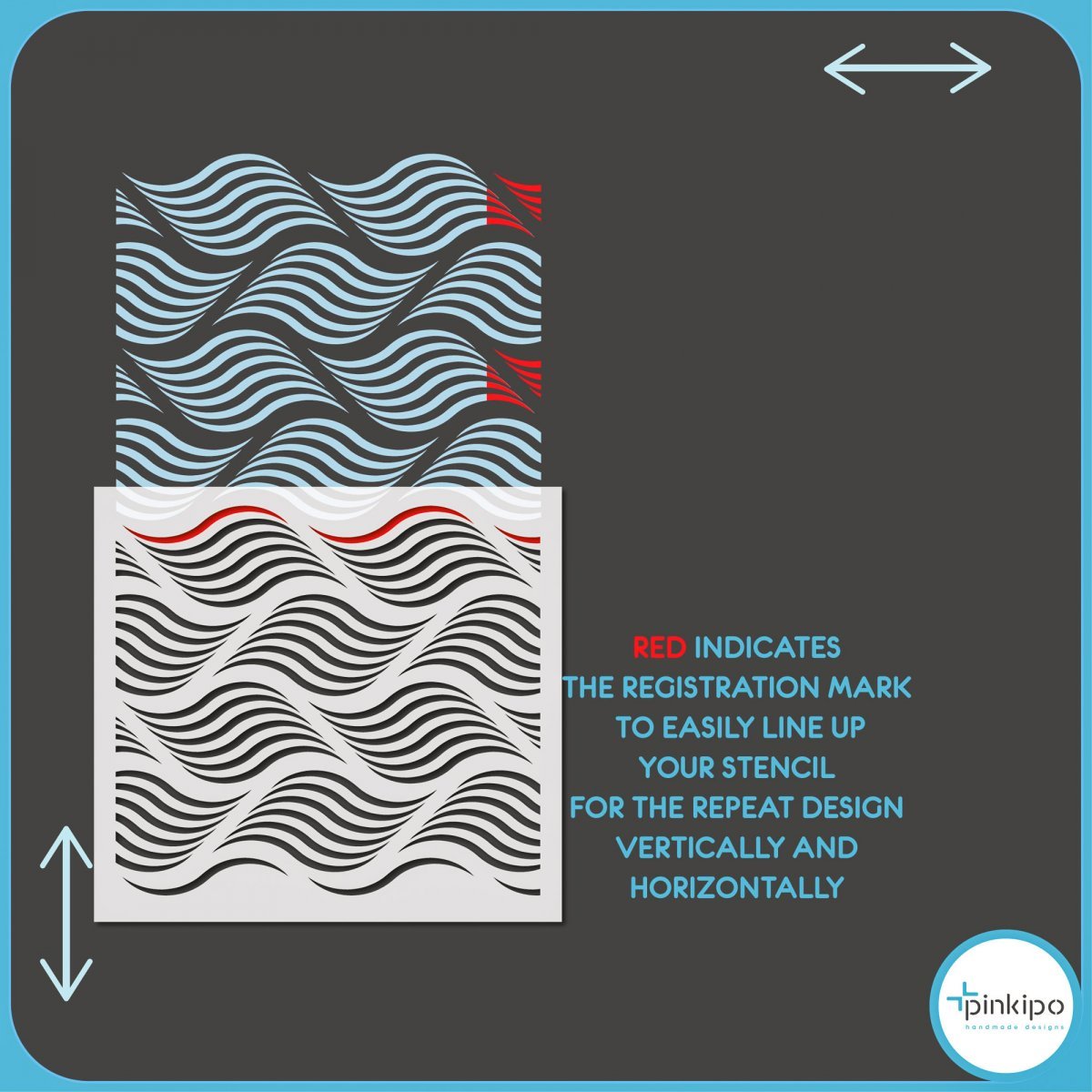 WAVY SEA  / Reusable Allover Large Wall Stencils for Painting