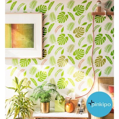 TROPICAL FOREST I / Reusable Allover Large Wall Stencils for Painting TROPICAL FOREST I / Reusable Allover Large Wall Stencils for Painting