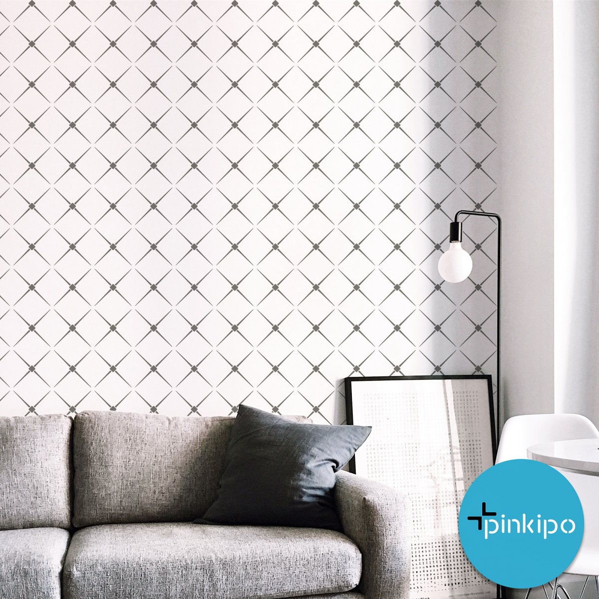 HARLEQUIN MINIMAL / Reusable Allover Large Wall Stencils for Painting