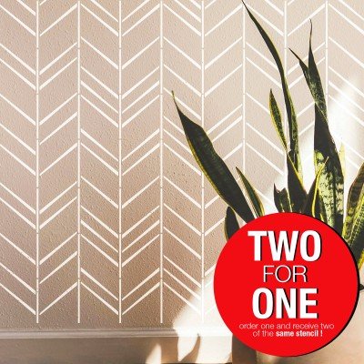 HERRINGBONE Shuffle / Reusable Allover Large Wall Stencils for Painting