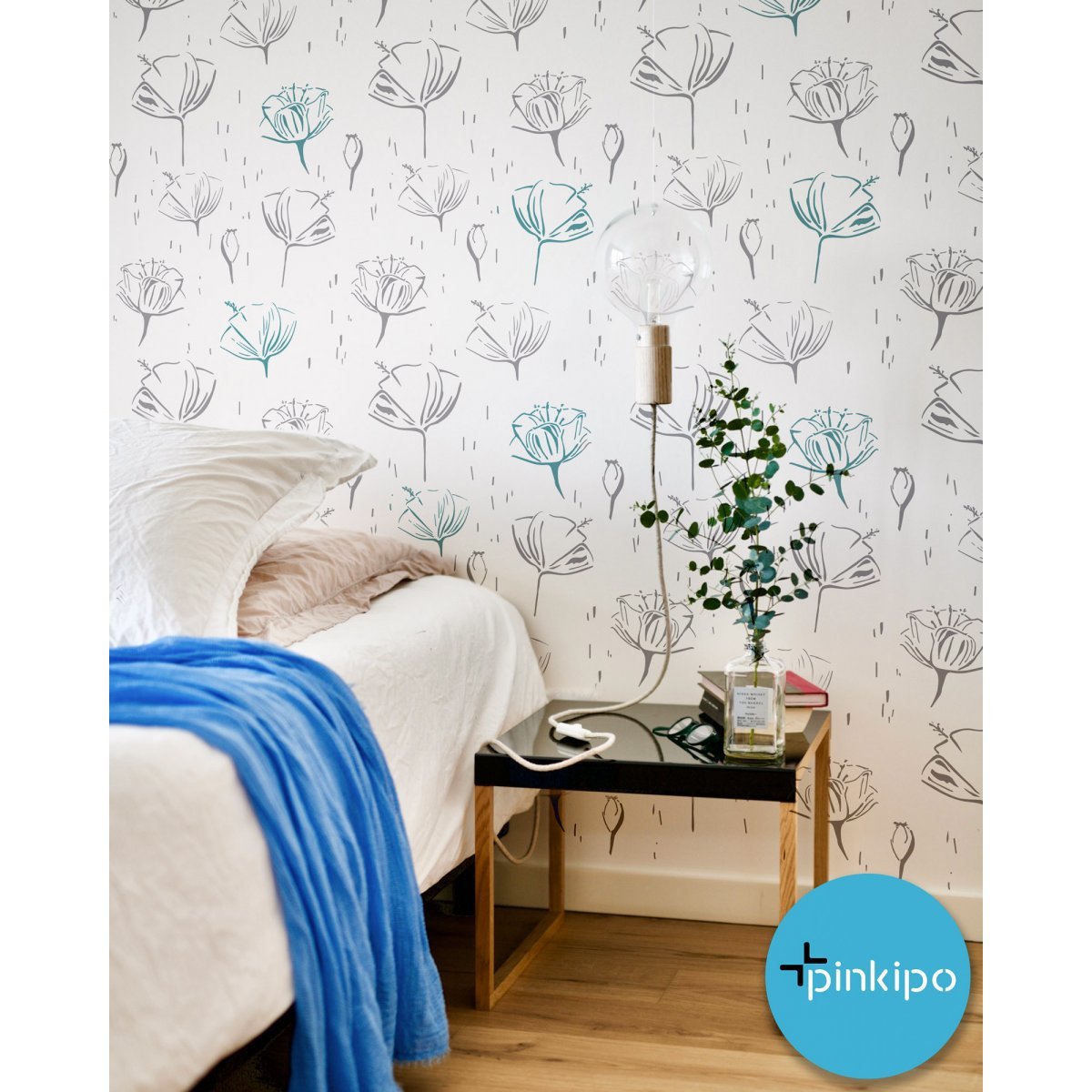 SUMMER FLOWERS / Reusable Allover Large Wall Stencils for Painting