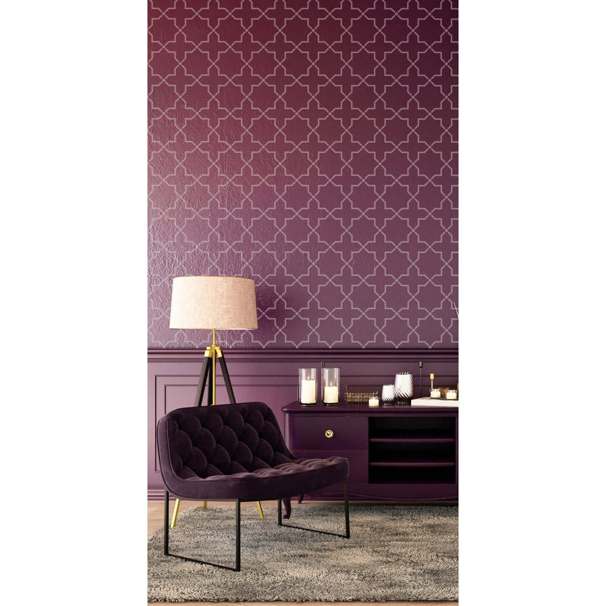 SELJUKIAN OCTAGRAM / Reusable Allover Large Wall Stencils for Painting