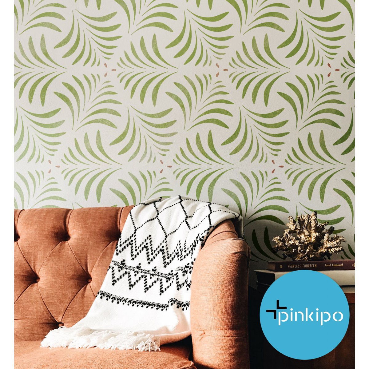 MILAS LEAVES / Reusable Allover Large Wall Stencils for Painting