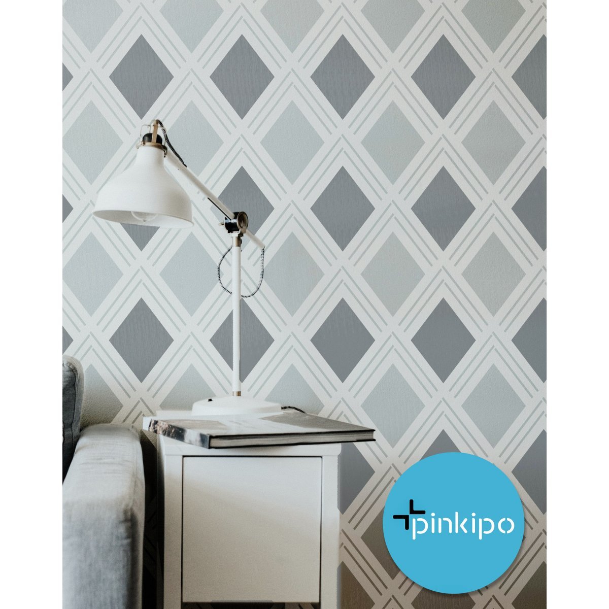 DIAMOND TEXTURE / Reusable Allover Large Wall Stencils for Painting