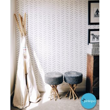 Priene / HERRINGBONE Hand Drawn / Reusable Allover Large Wall Stencils for Painting Priene / HERRINGBONE Hand Drawn / Reusable Allover Large Wall Stencils for Painting