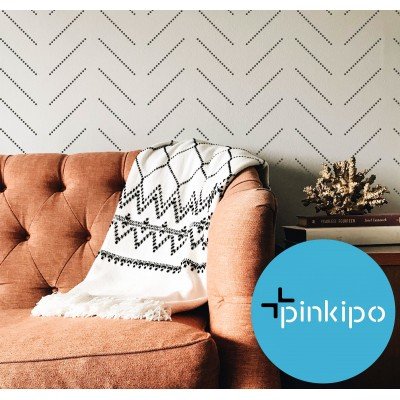 ASSOS / HERRINGBONE DOTTED / Reusable Allover Large Wall Stencils for Painting ASSOS / HERRINGBONE DOTTED / Reusable Allover Large Wall Stencils for Painting